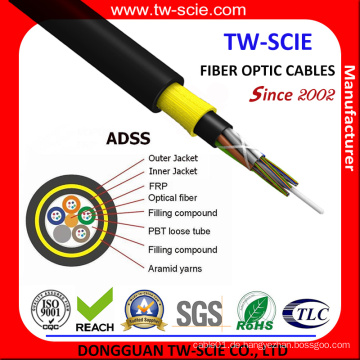 ADSS 6/8/12/24/48/72/96/144 Core Span 120m Glasfaserkabel